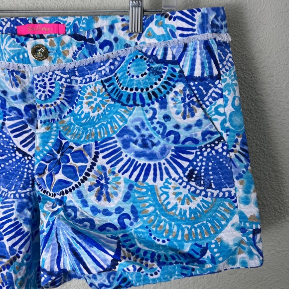 Lilly Pulitzer Adie Shorts in the Seasalt Blue in parade pattern 14 - Picture 8 of 8